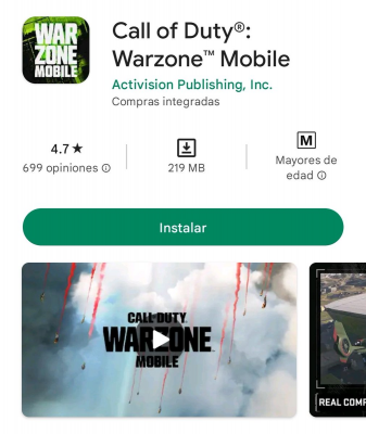 Costes y Tamaño de Warzone Mobile